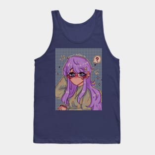 Purple anime girl with cup of coffee Tank Top